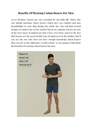 Benefits Of Wearing Cotton Boxers For Men