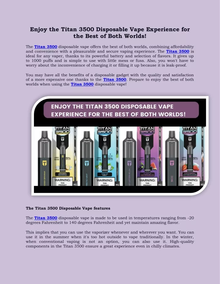 enjoy the titan 3500 disposable vape experience