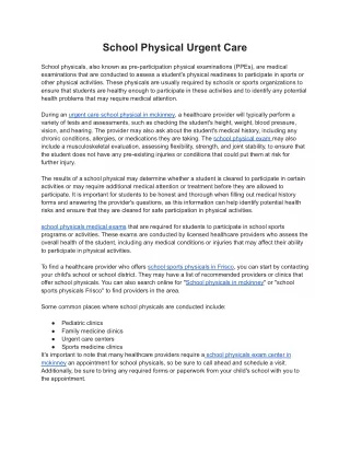 school physical urgent care