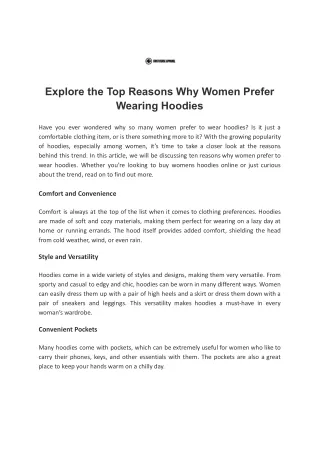 Explore the Top Reasons Why Women Prefer Wearing Hoodies