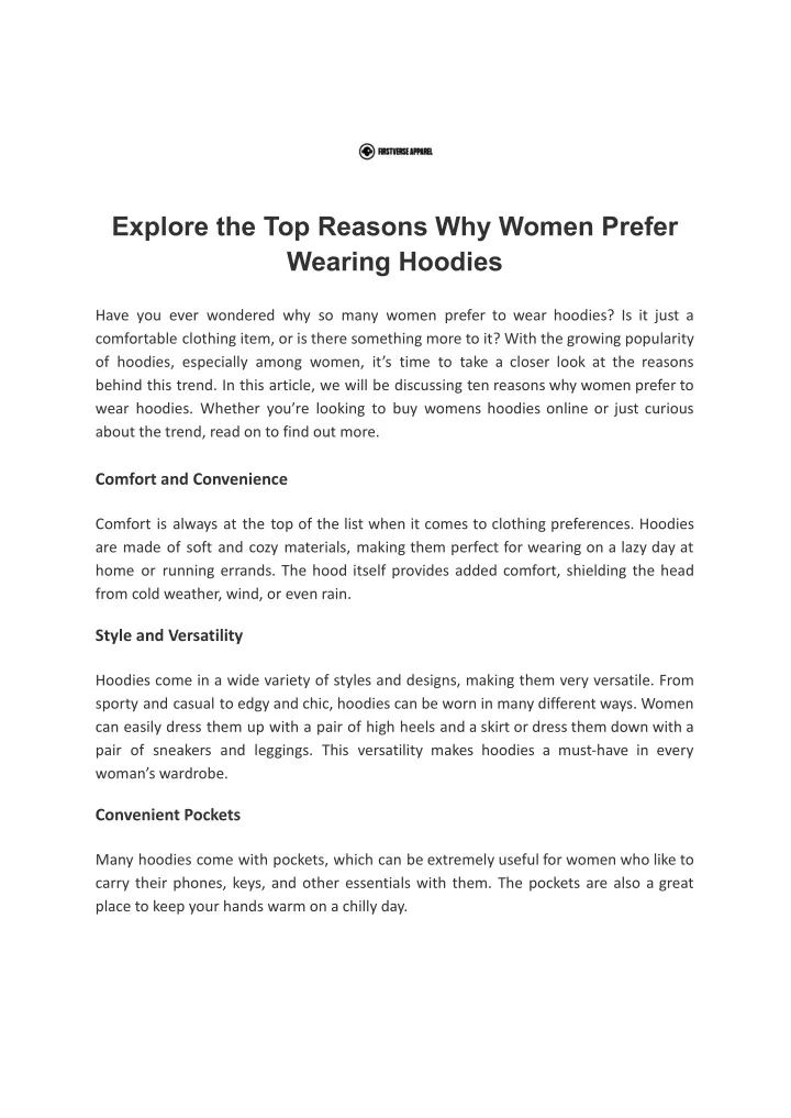 explore the top reasons why women prefer wearing