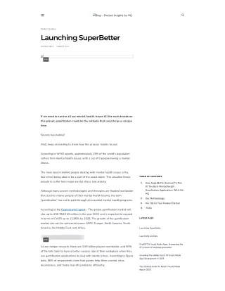 Launching SuperBetter