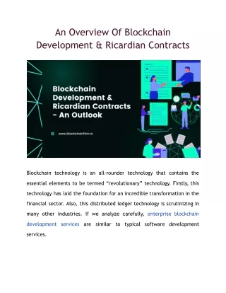 an overview of blockchain development ricardian