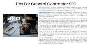 Tips For General Contractor SEO