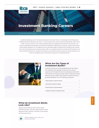 Investment Banking Career  Investment Banking Certification