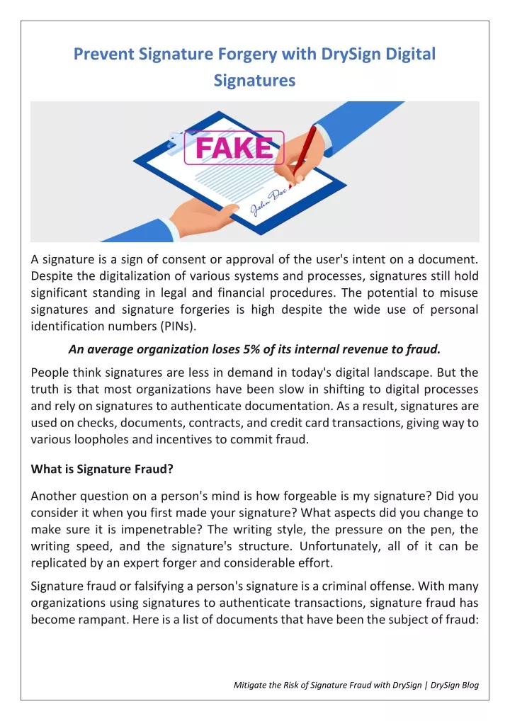 prevent signature forgery with drysign digital