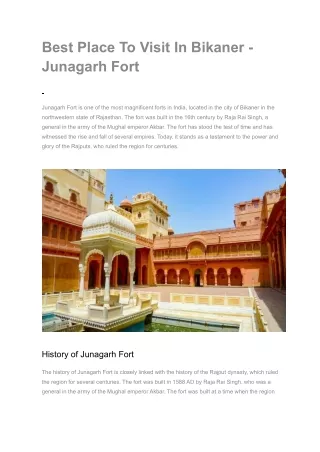 Best Place To Visit In Bikaner - Junagarh Fort