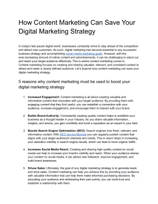 how content marketing can save your digital