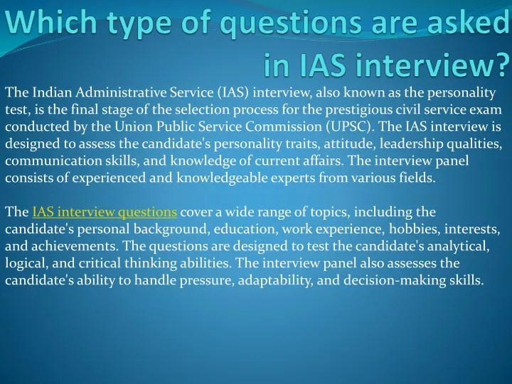 which type of questions are asked in ias interview