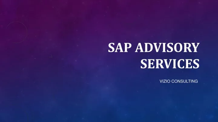 sap advisory services