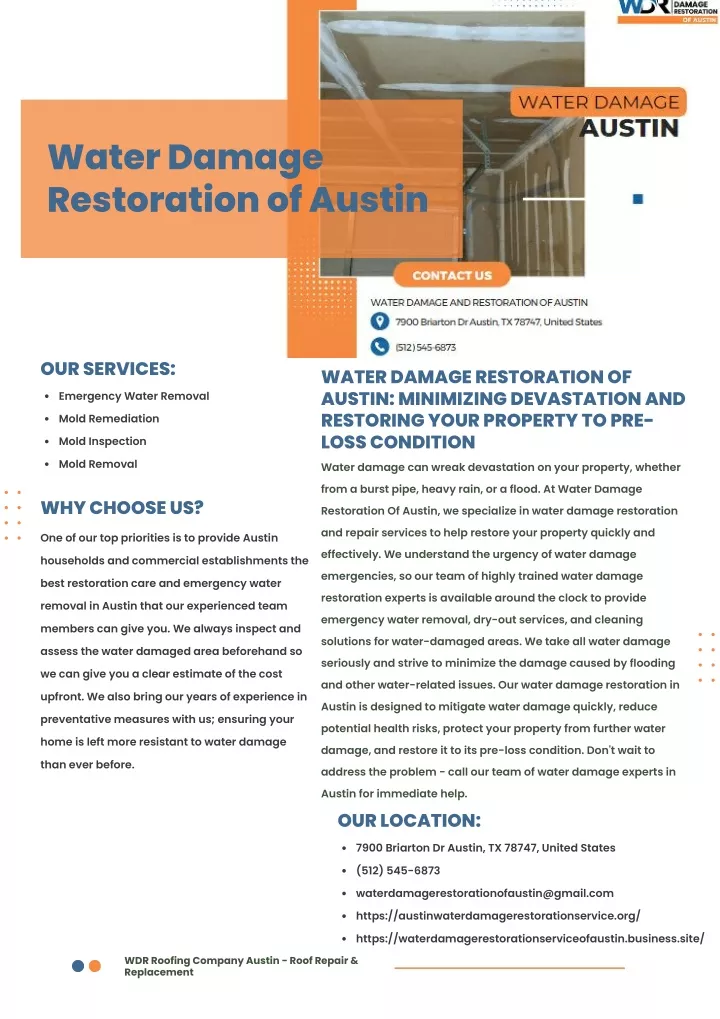 water damage restoration of austin