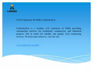 Civil Contractors In Delhi   Laborotech.in