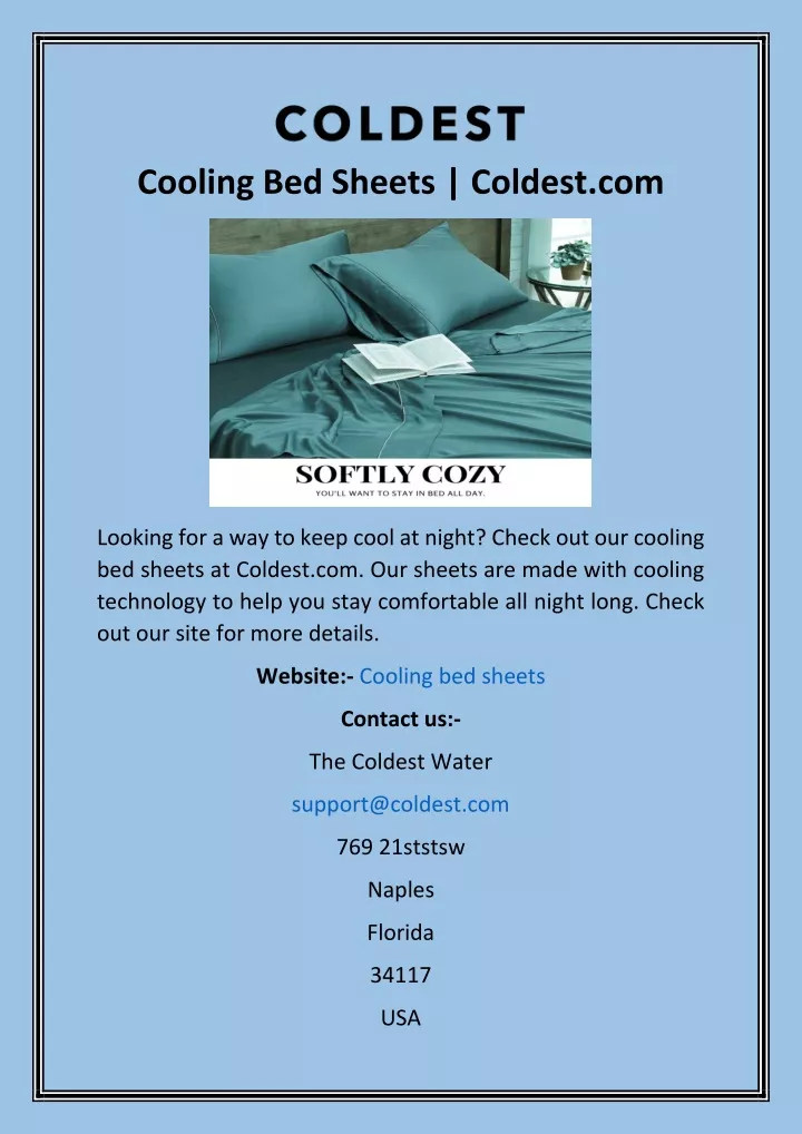 cooling bed sheets coldest com