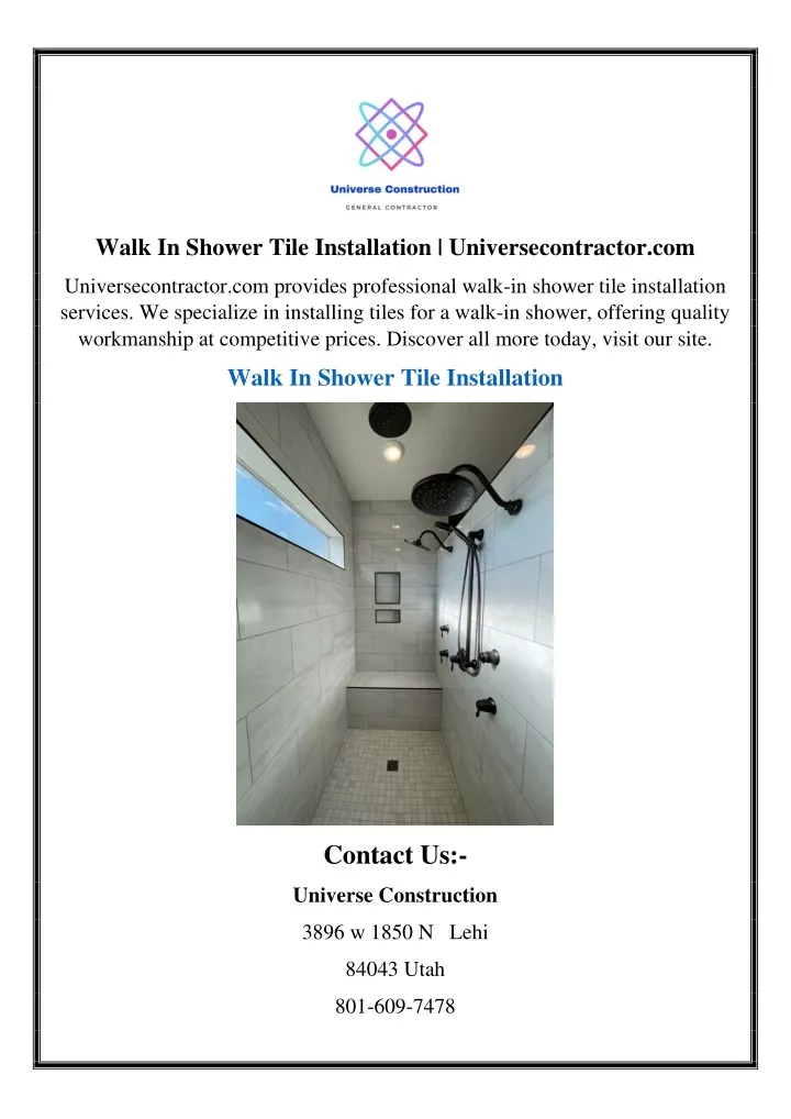 walk in shower tile installation