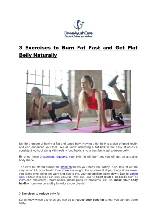 3 Exercises to Burn Fat Fast and Get Flat Belly Naturally