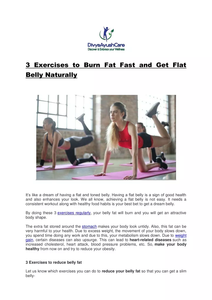 3 exercises to burn fat fast and get flat belly