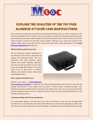 Explore the Qualities of the Top Pure Aluminum Attaché Case Manufacturer