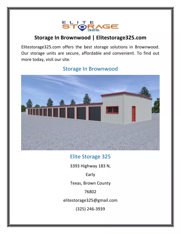 storage in brownwood elitestorage325 com