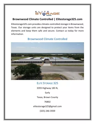Brownwood Climate Controlled | Elitestorage325.com