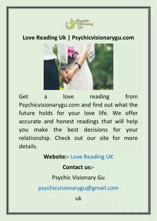 Love Reading Uk  Psychicvisionarygu
