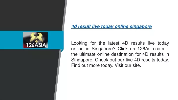 4d result live today online singapore looking