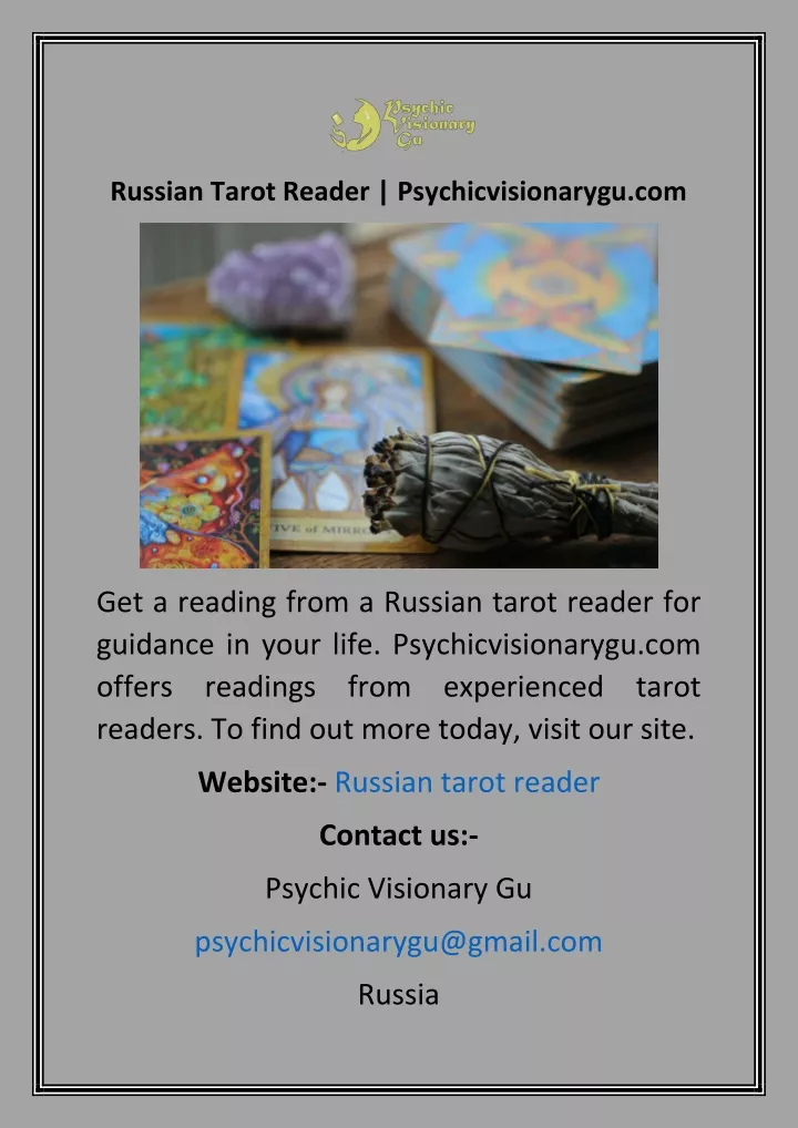 russian tarot reader psychicvisionarygu com