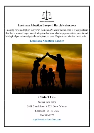 Louisiana Adoption Lawyer | Haroldweiser.com