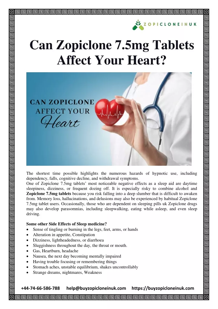 can zopiclone 7 5mg tablets affect your heart