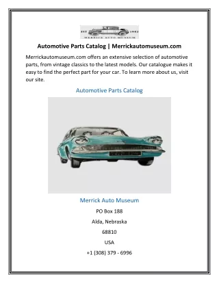 Automotive Parts Catalog | Merrickautomuseum.com