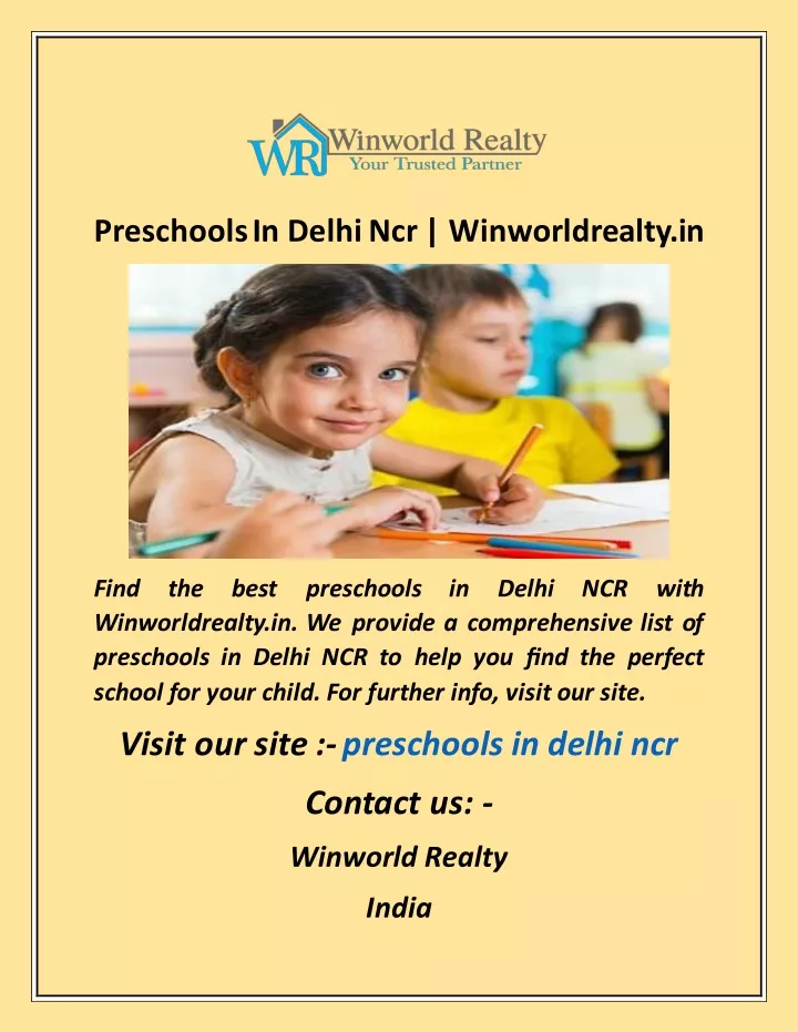 preschools in delhi ncr winworldrealty in