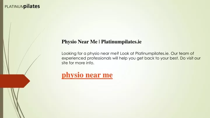 physio near me platinumpilates ie looking