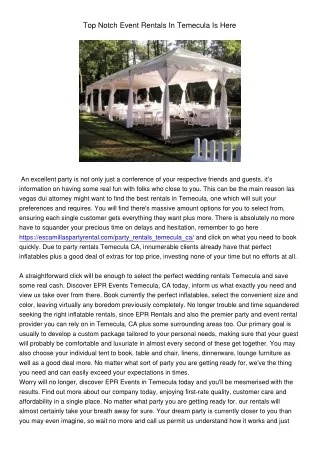 top notch event rentals in temecula is here