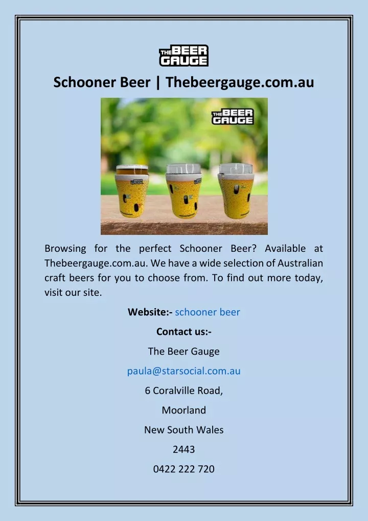 schooner beer thebeergauge com au