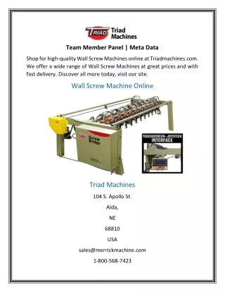 team member panel meta data