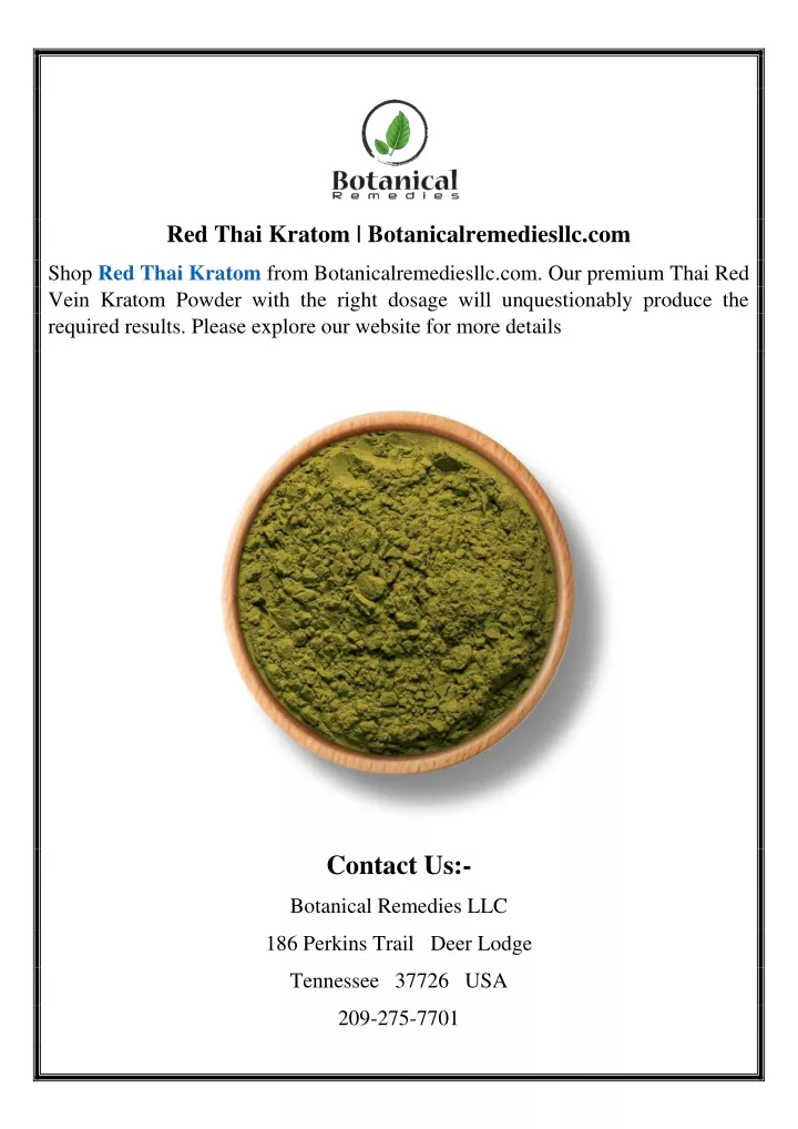 red thai kratom botanicalremediesllc com