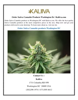Order SOrder Sativa Cannabis Produativa Cannabis Products Washington Dc  Kaliiva