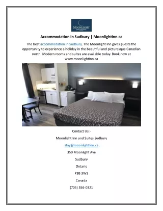 Accommodation in Sudbury  Moonlightinn.ca