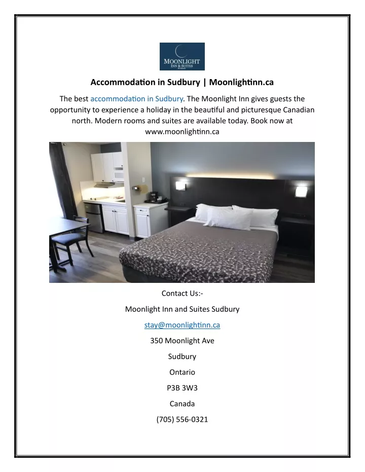 accommodation in sudbury moonlightinn ca
