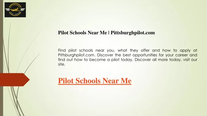 pilot schools near me pittsburghpilot com find