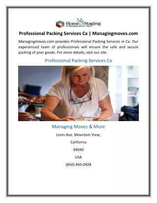 Professional Packing Services Ca | Managingmoves.com