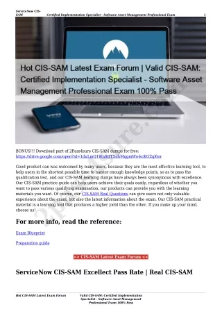 Hot CIS-SAM Latest Exam Forum | Valid CIS-SAM: Certified Implementation Specialist - Software Asset Management Professio