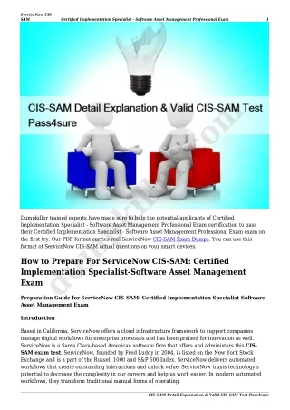 CIS-SAM Detail Explanation & Valid CIS-SAM Test Pass4sure