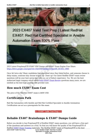 2023 EX407 Valid Test Prep | Latest RedHat EX407: Red Hat Certified Specialist in Ansible Automation Exam 100% Pass
