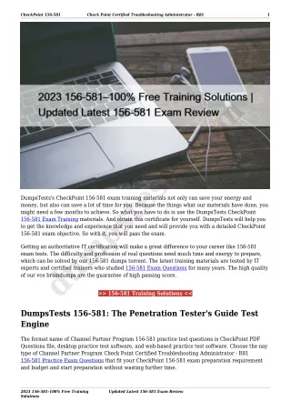 2023 156-581–100% Free Training Solutions | Updated Latest 156-581 Exam Review