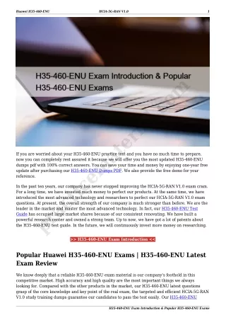 H35-460-ENU Exam Introduction & Popular H35-460-ENU Exams