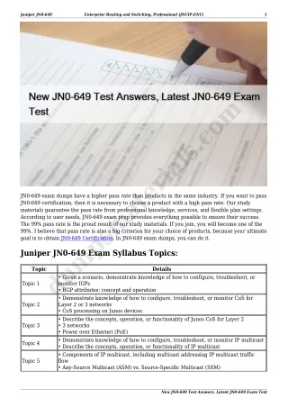 New JN0-649 Test Answers, Latest JN0-649 Exam Test