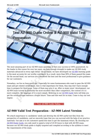 Test AZ-900 Guide Online & AZ-900 Valid Test Preparation
