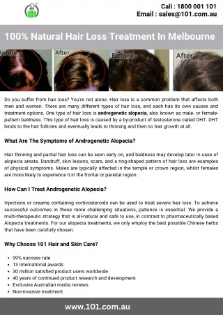 100% Natural Hair Loss Treatment In Melbourne