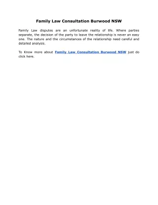 Family Law Consultation Burwood NSW