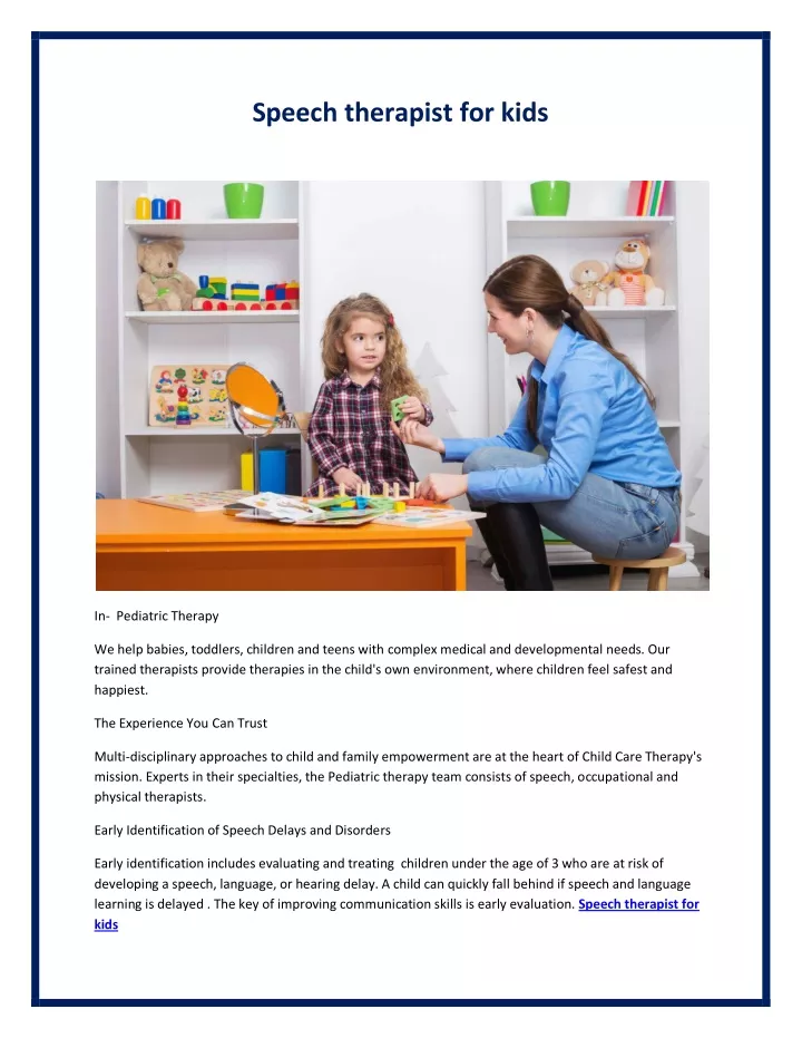 speech therapist for kids